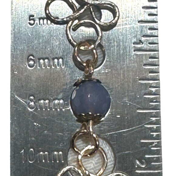 Artisan Hammered Lotus Flower Necklace W/ Agate Pendant Labradorite & Chalcedony - Picture 8 of 17